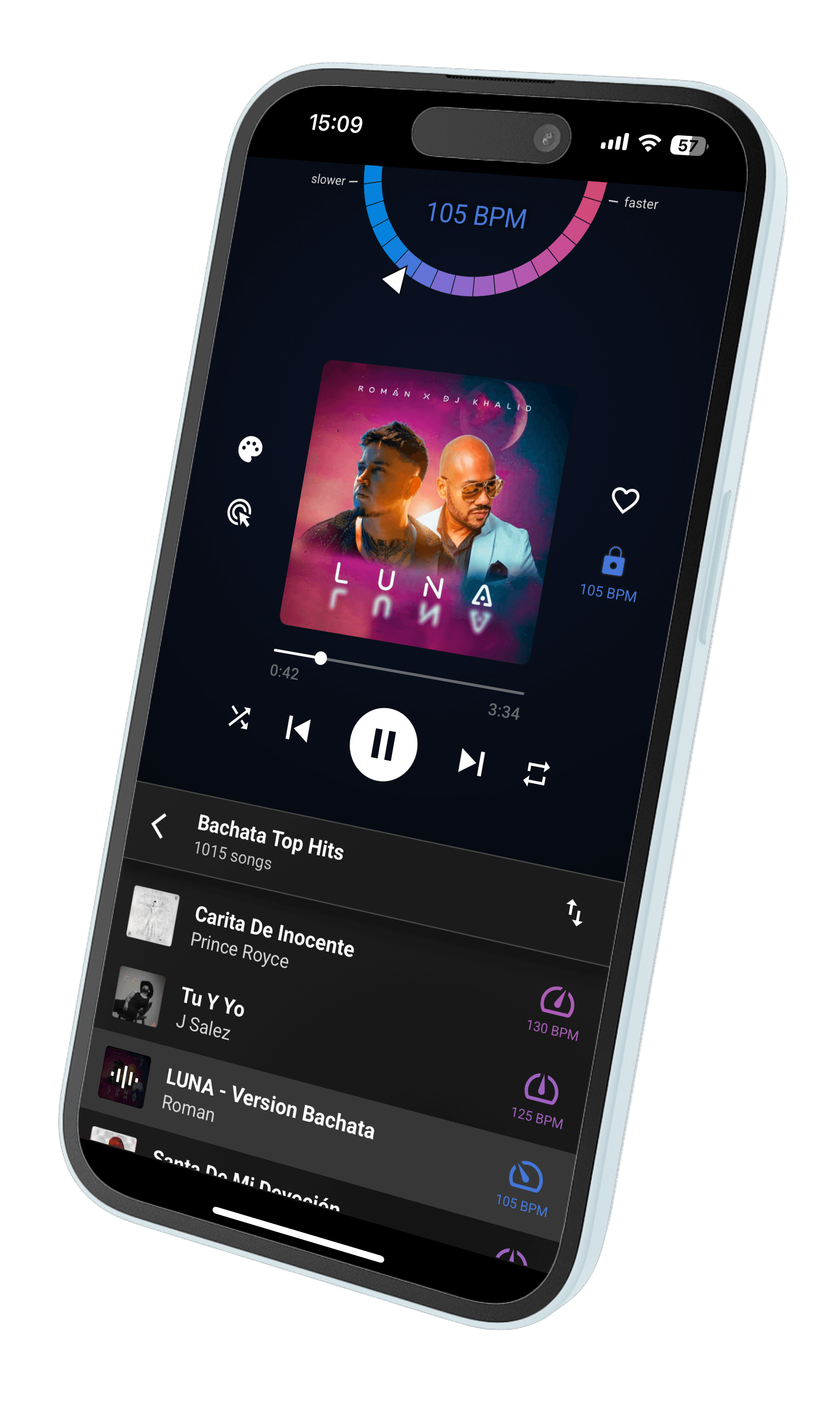 Bachata Speed App on an iPhone